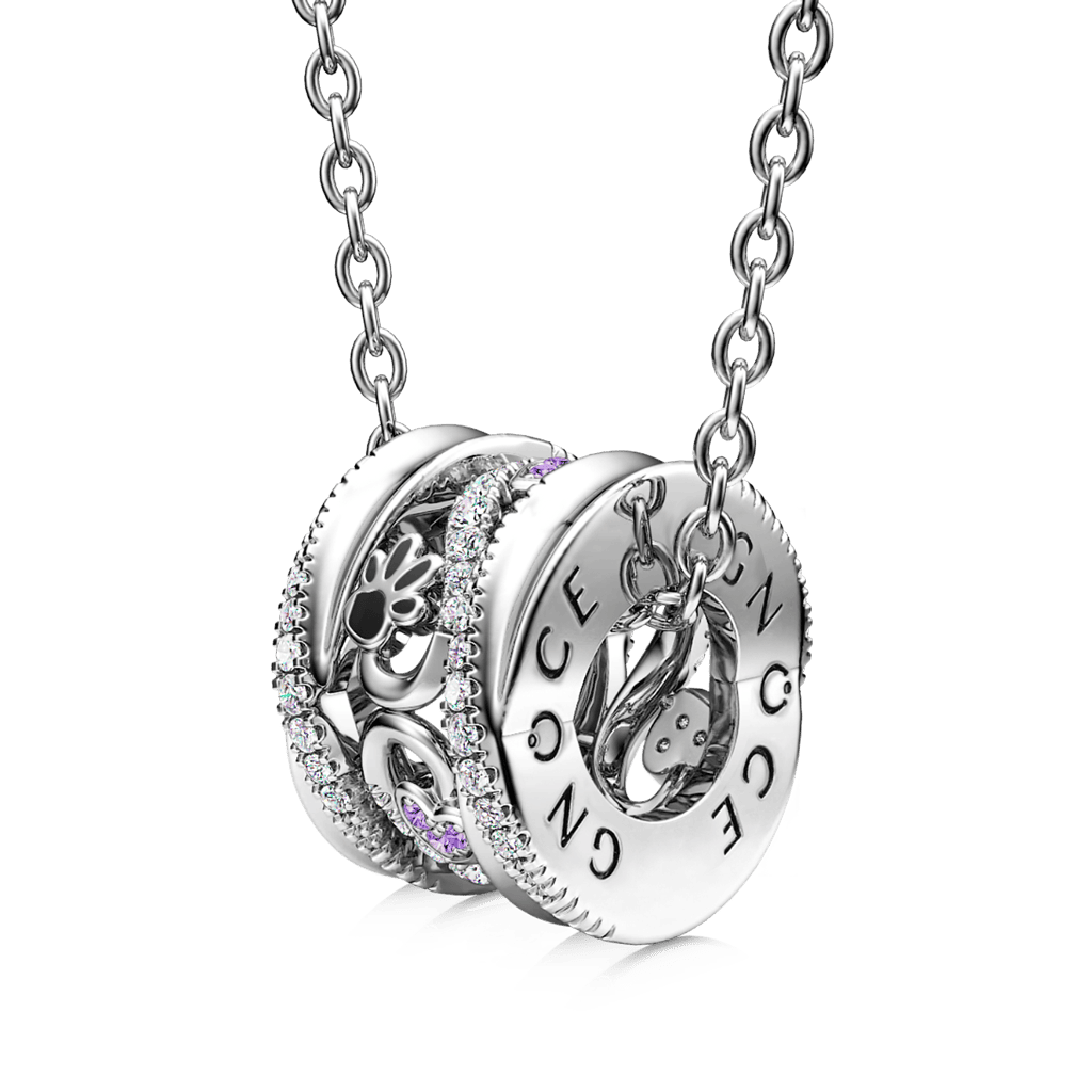 Paws & Love Heart Twisted Drum Necklace image number 0