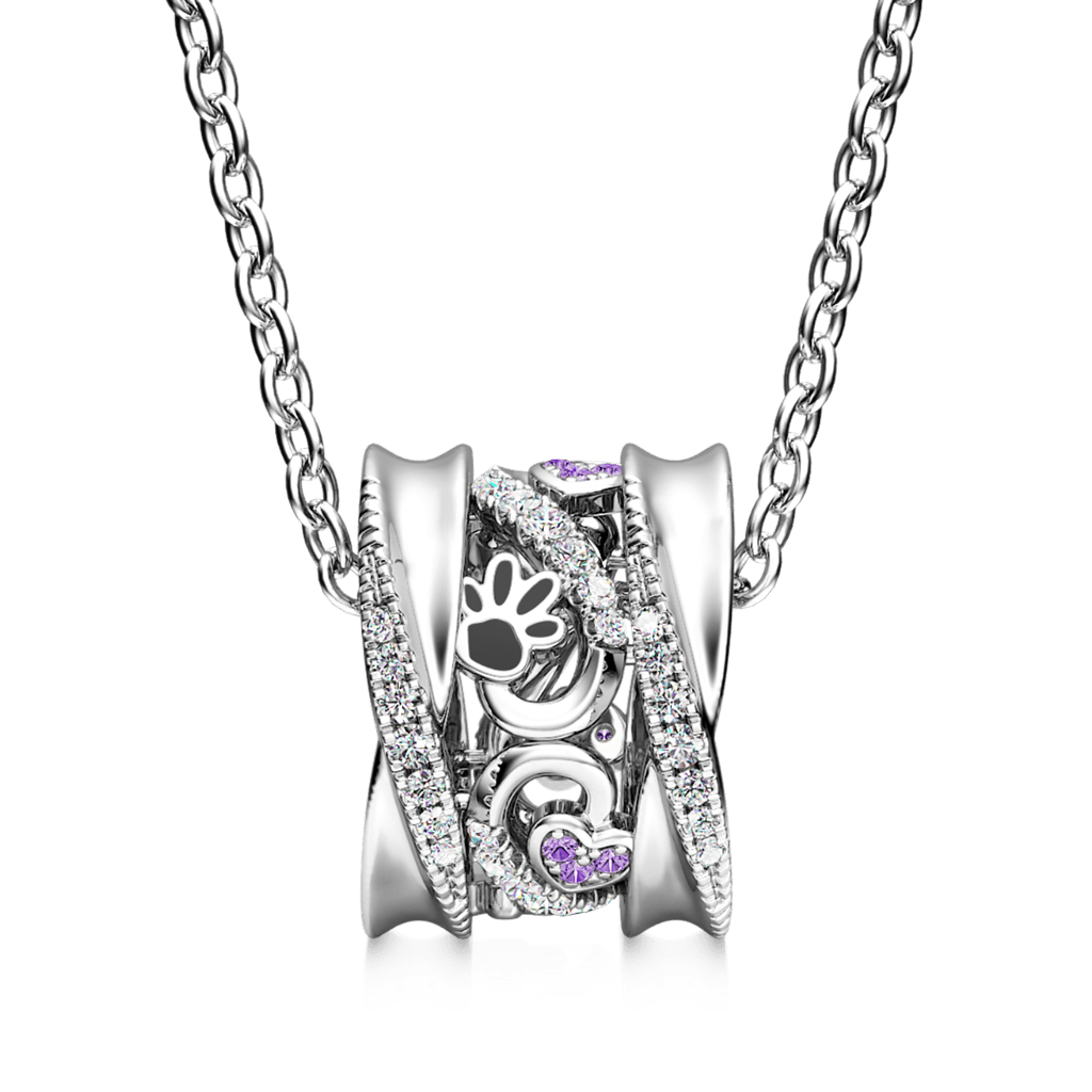 Paws & Love Heart Twisted Drum Necklace image number 1