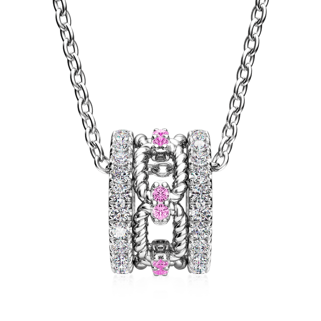 Paving Link Drum Necklace image number 1