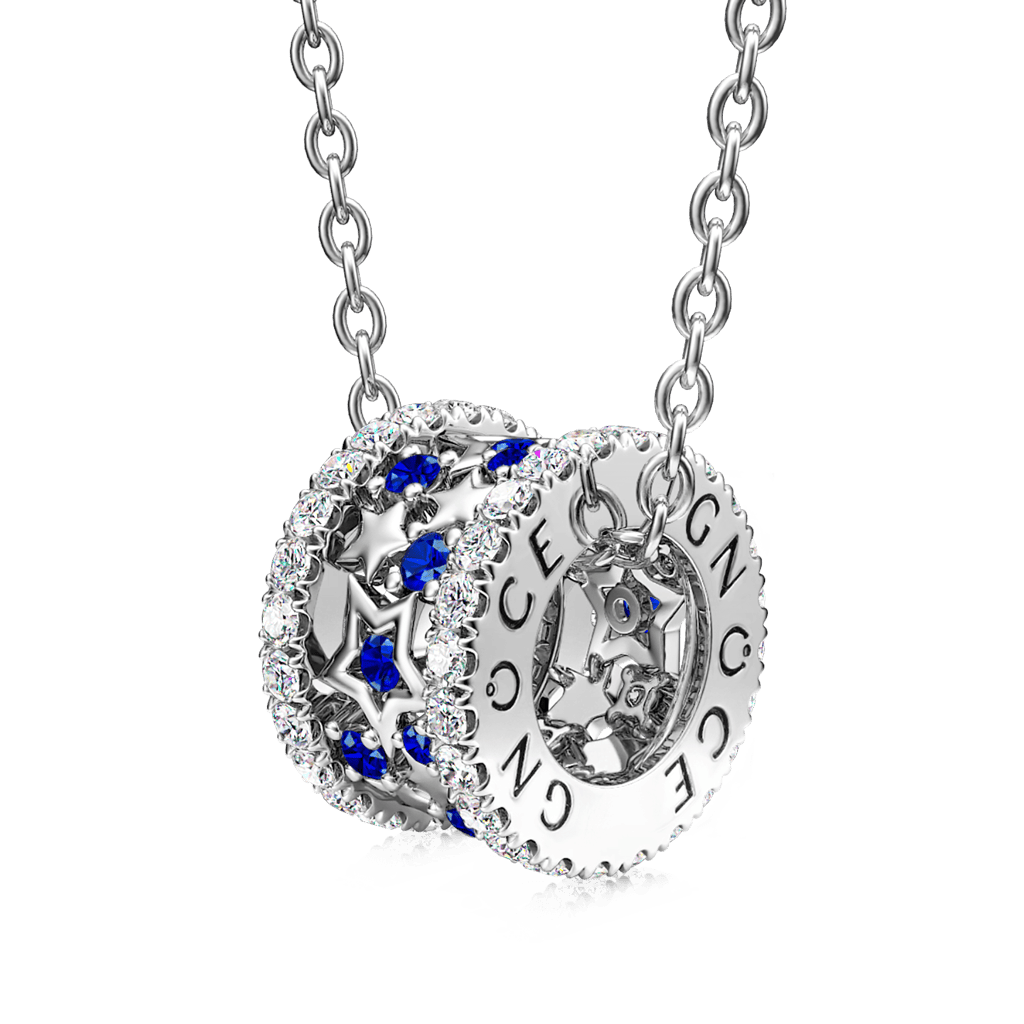 Blue Starry Drum Necklace image number 0