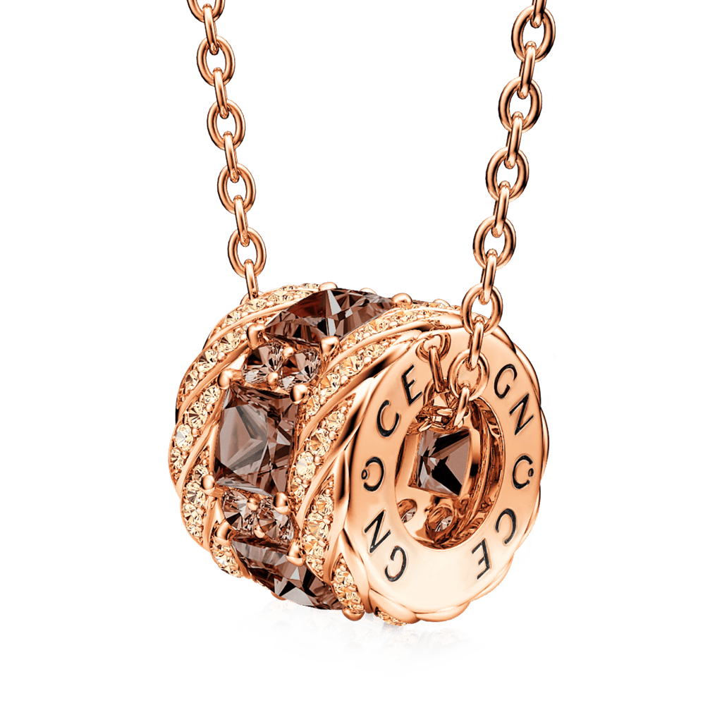 Brown Gems Paved Drum Necklace image number 0