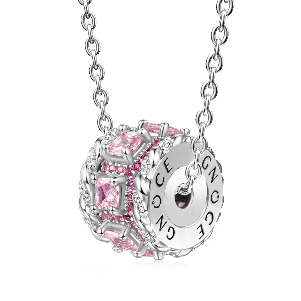 Pink Stones Twisted Rope Drum Necklace image number 0
