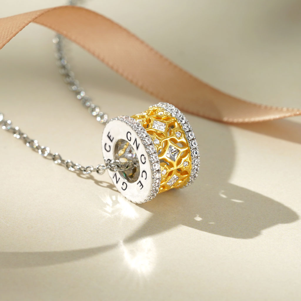 Halo Ruby Deluxe Drum Necklace image number 2