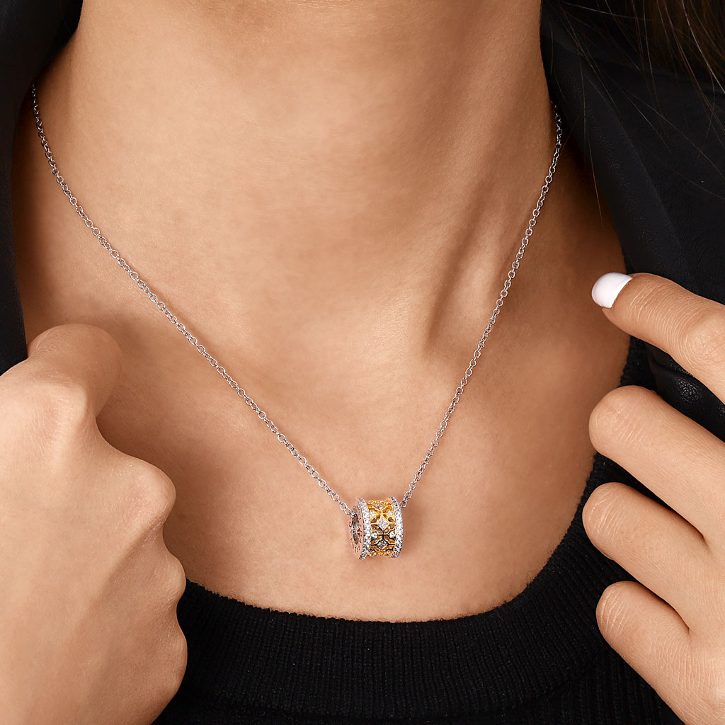 Halo Ruby Deluxe Drum Necklace image number 5