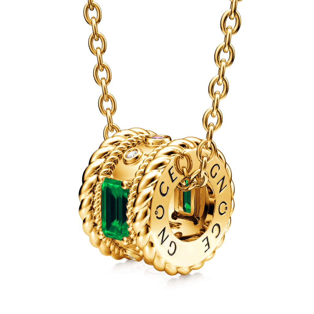 Radiant Cut Emerald Drum Necklace image number 0