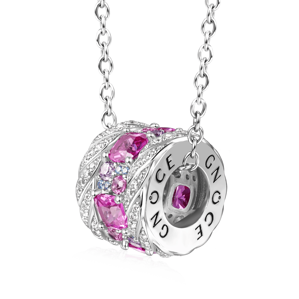 Fuchsia Gems Twisted Rope Drum Necklace image number 0