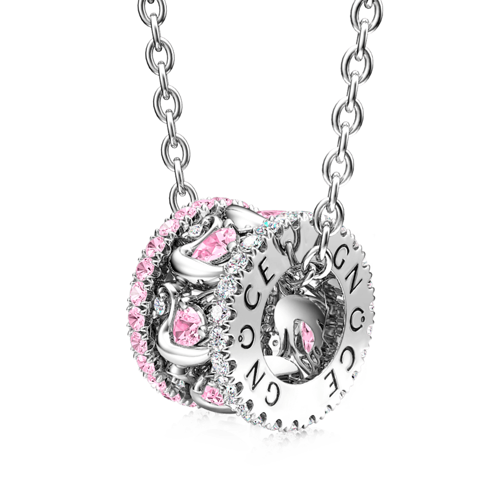 Pink Swan Drum Pendant Necklace image number 0