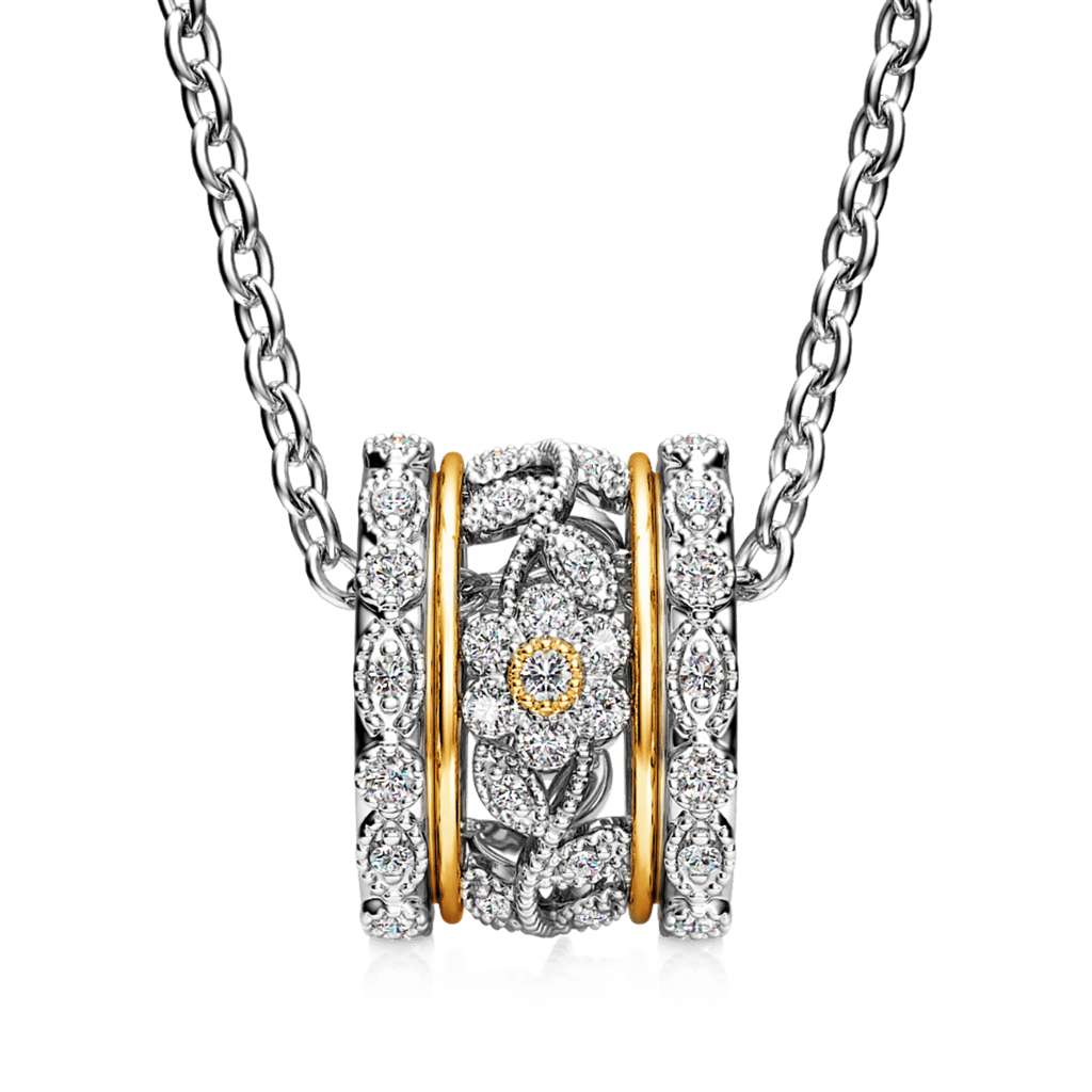 Flowers Vintage Drum Necklace image number 1