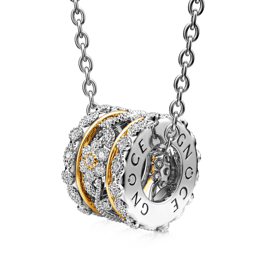 Flowers Vintage Drum Necklace image number 0