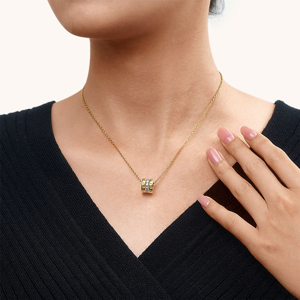 Two-tone Twinkle Stars Drum Necklace image number 3