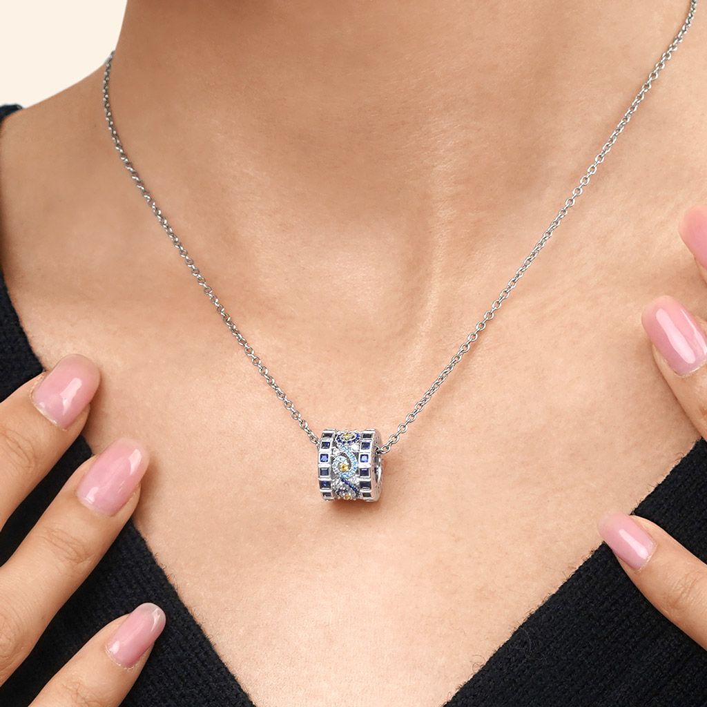 Starry Night Drum Pendant Necklace image number 3