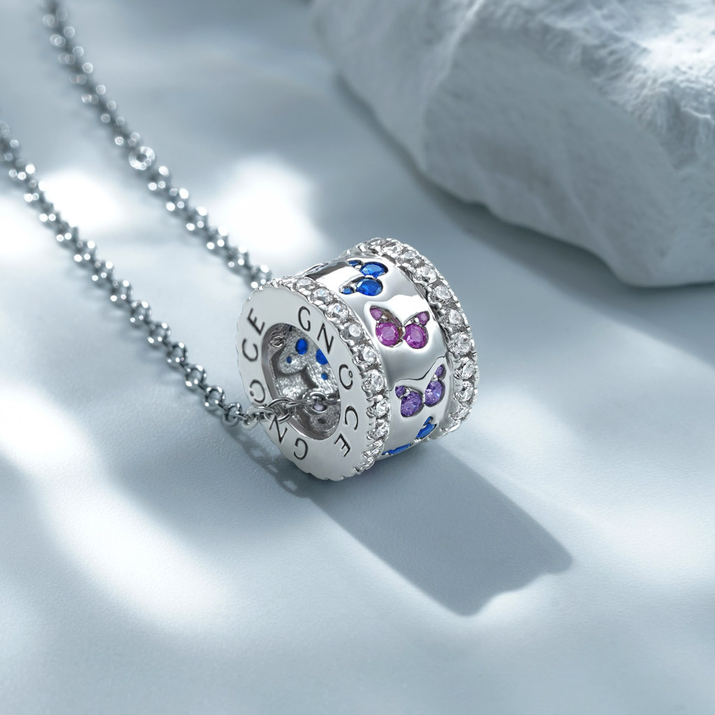 Lovely Butterflies Drum Necklace image number 2