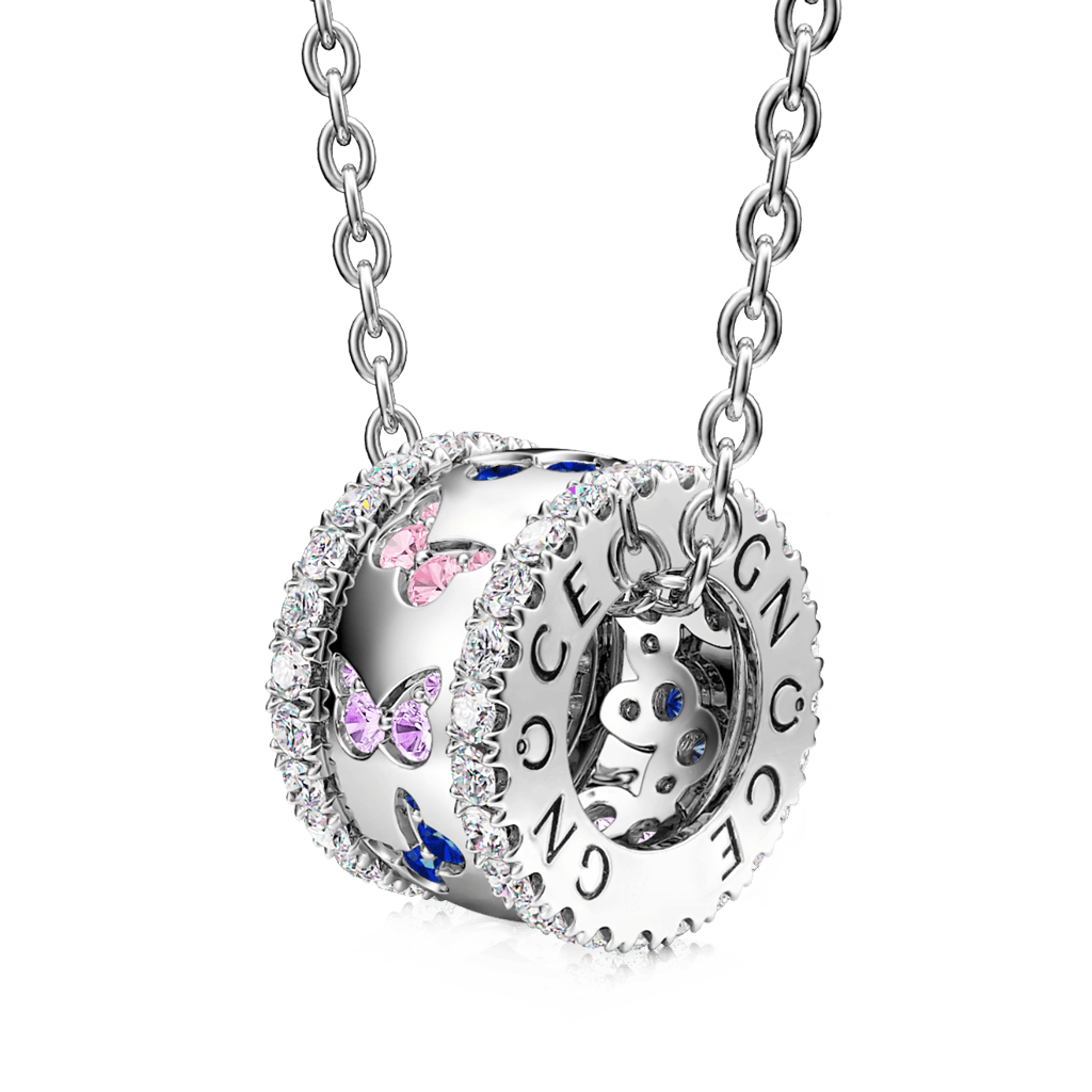 Lovely Butterflies Drum Necklace image number 0