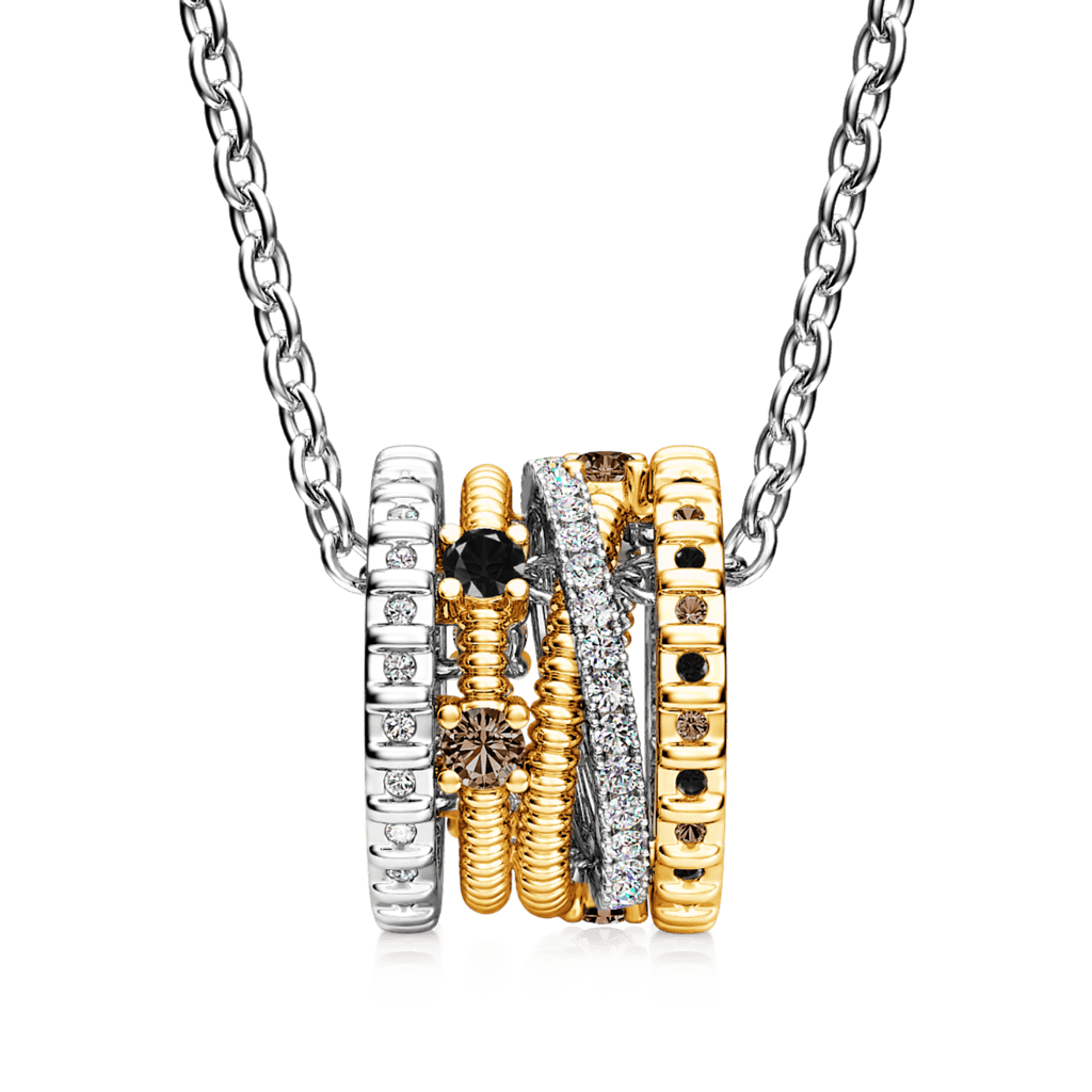 Two-tone Fashion Crossover Drum Necklace image number 1