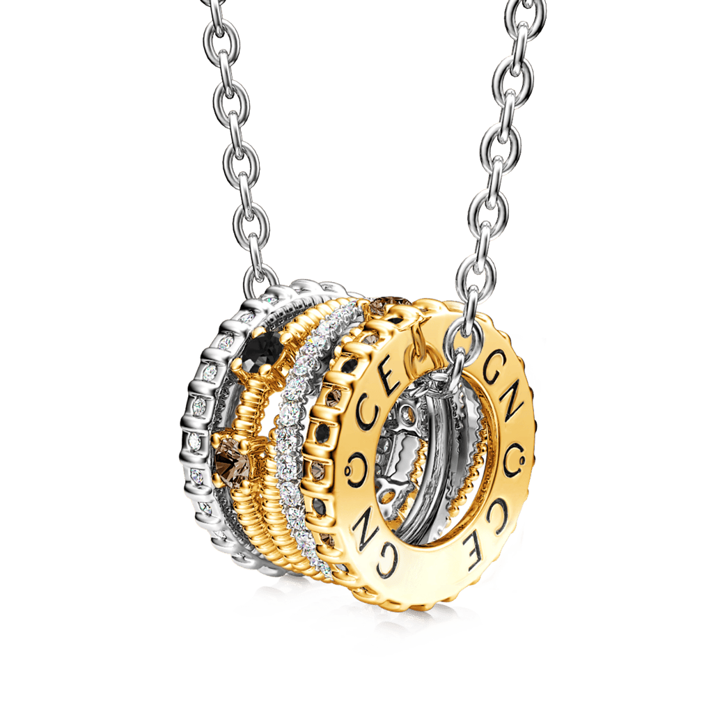 Two-tone Fashion Crossover Drum Necklace image number 0