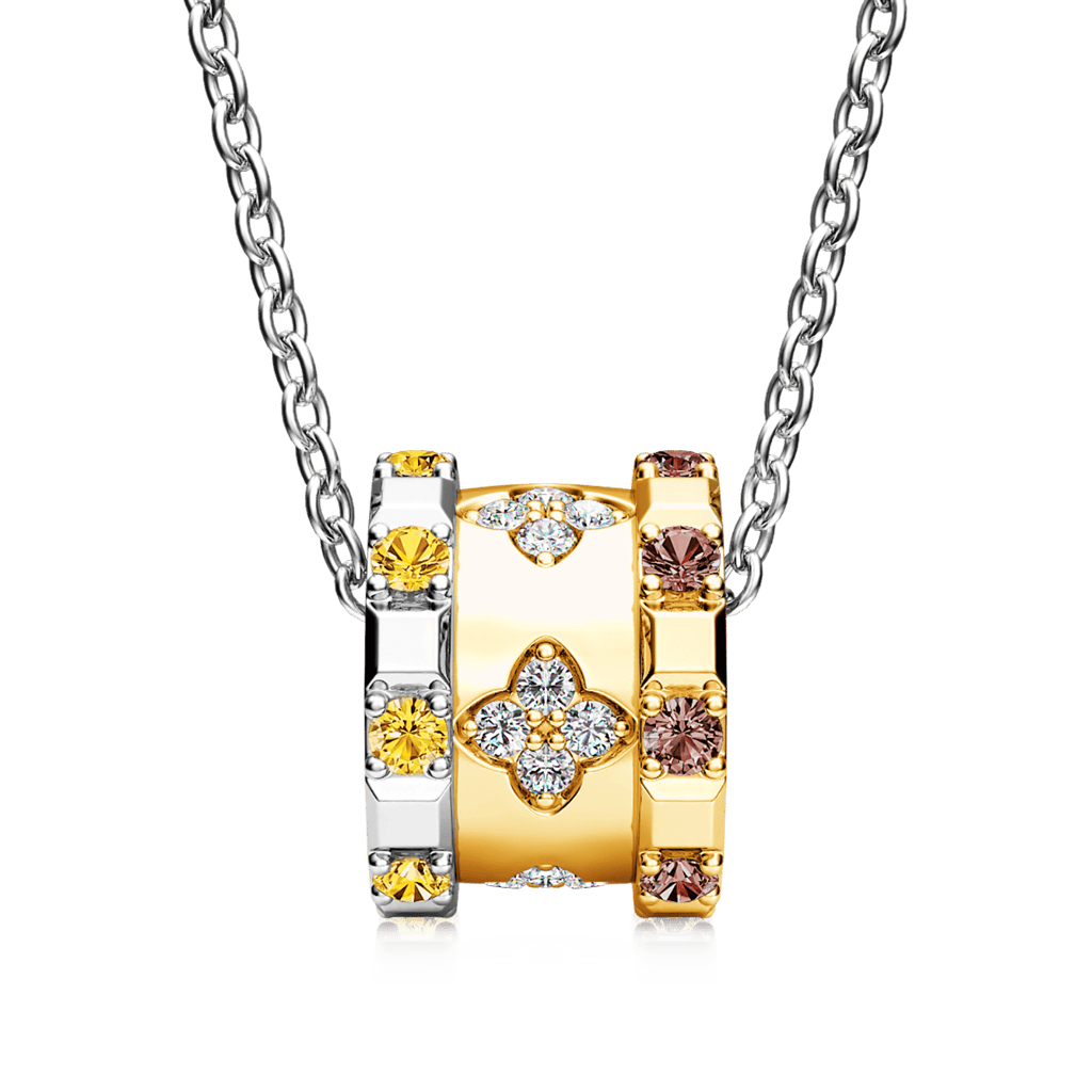 Lucky Four-leaf Clover Drum Necklace image number 1