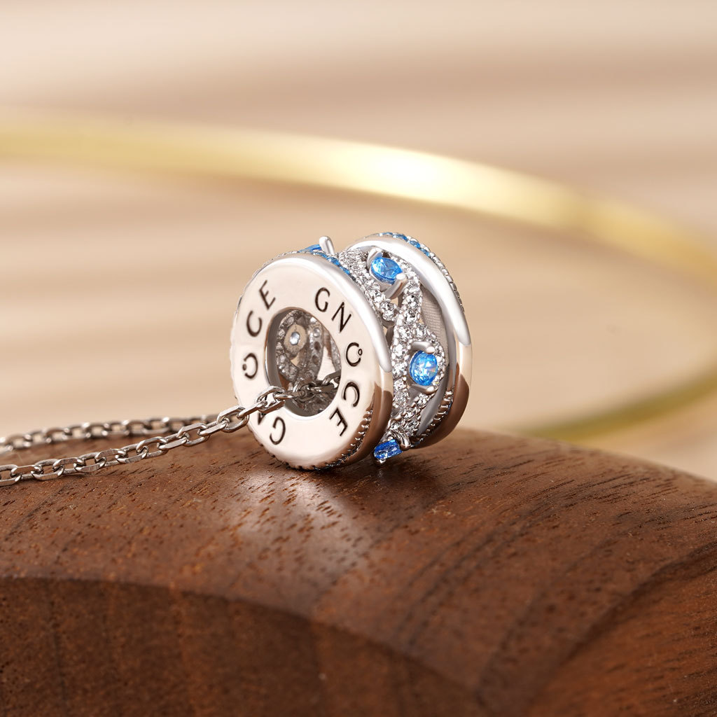 Paved Intertwined Drum Necklace image number 2