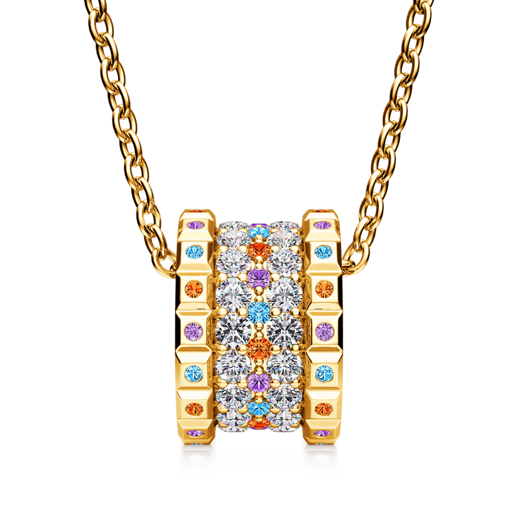 "Colorful World" Drum Pendant Necklace image number 1