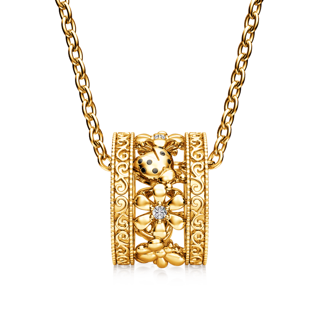 Ladybug on Flower Drum Necklace image number 1