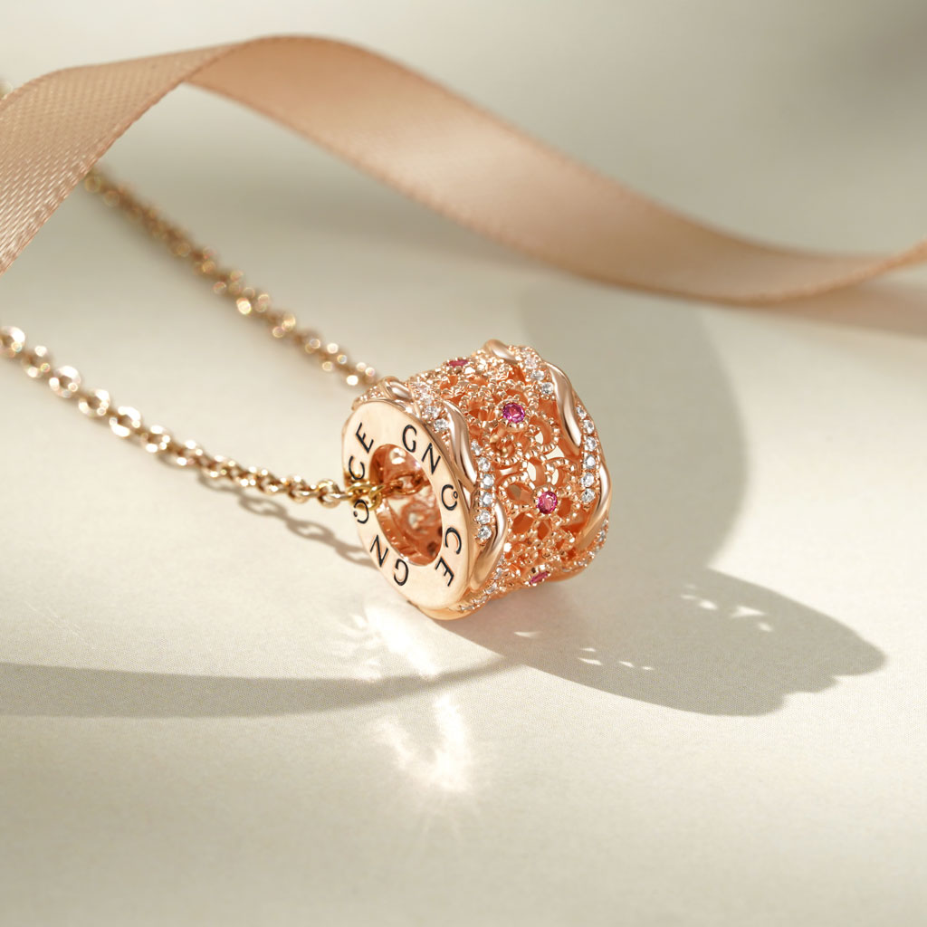 Flower Vintage Infinity Drum Necklace image number 2