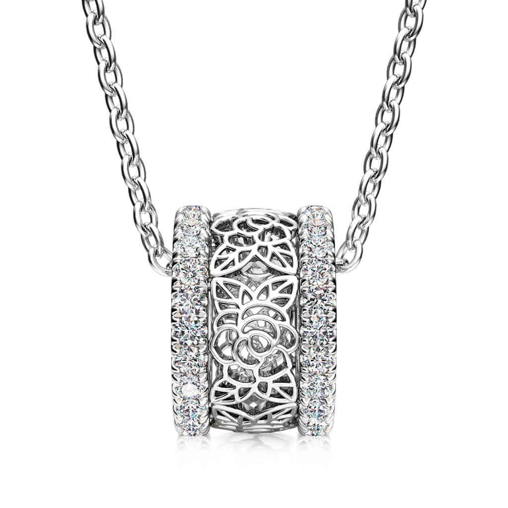 Rose Flower Drum Pendant Necklace image number 1