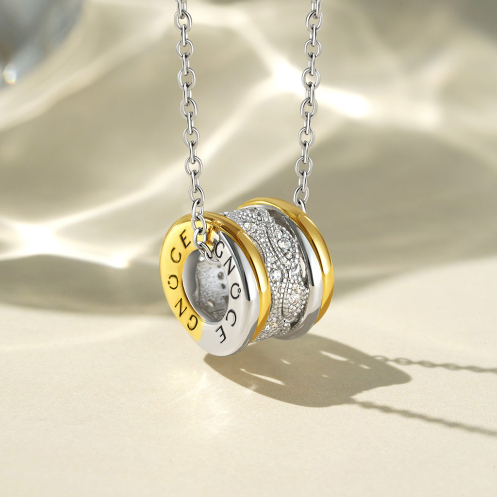 Two-tone Vintage Drum Necklace image number 2