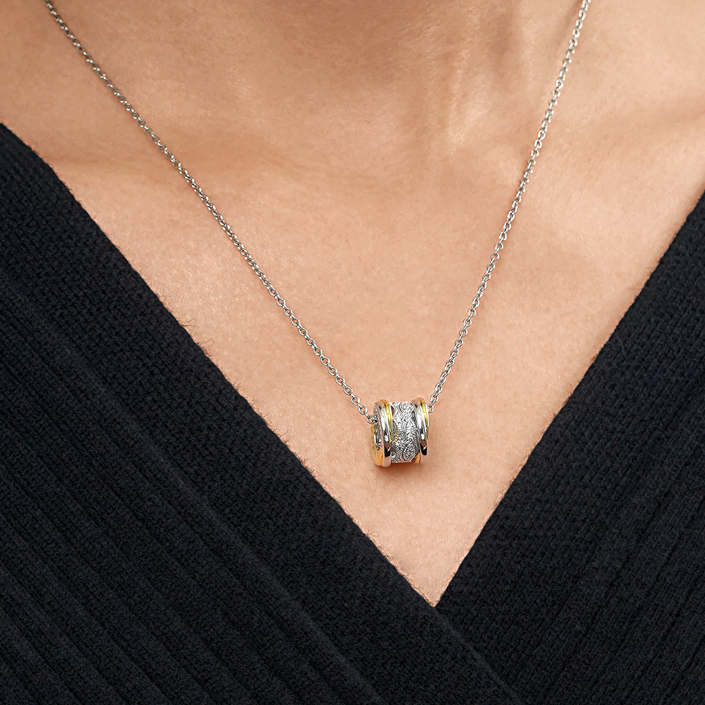 Two-tone Vintage Drum Necklace image number 4