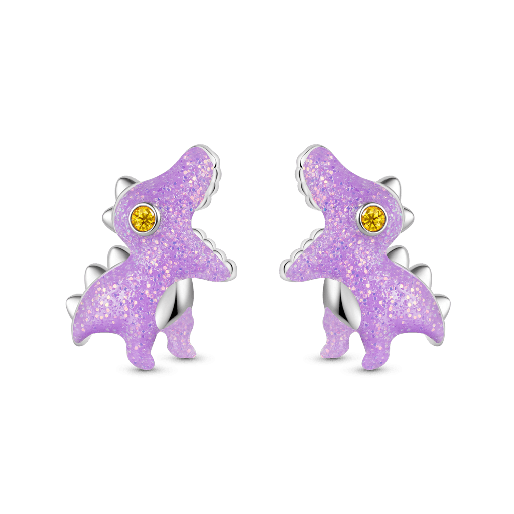 Purple Tyrannosaurus Dinosaur Stud Earrings image number 1
