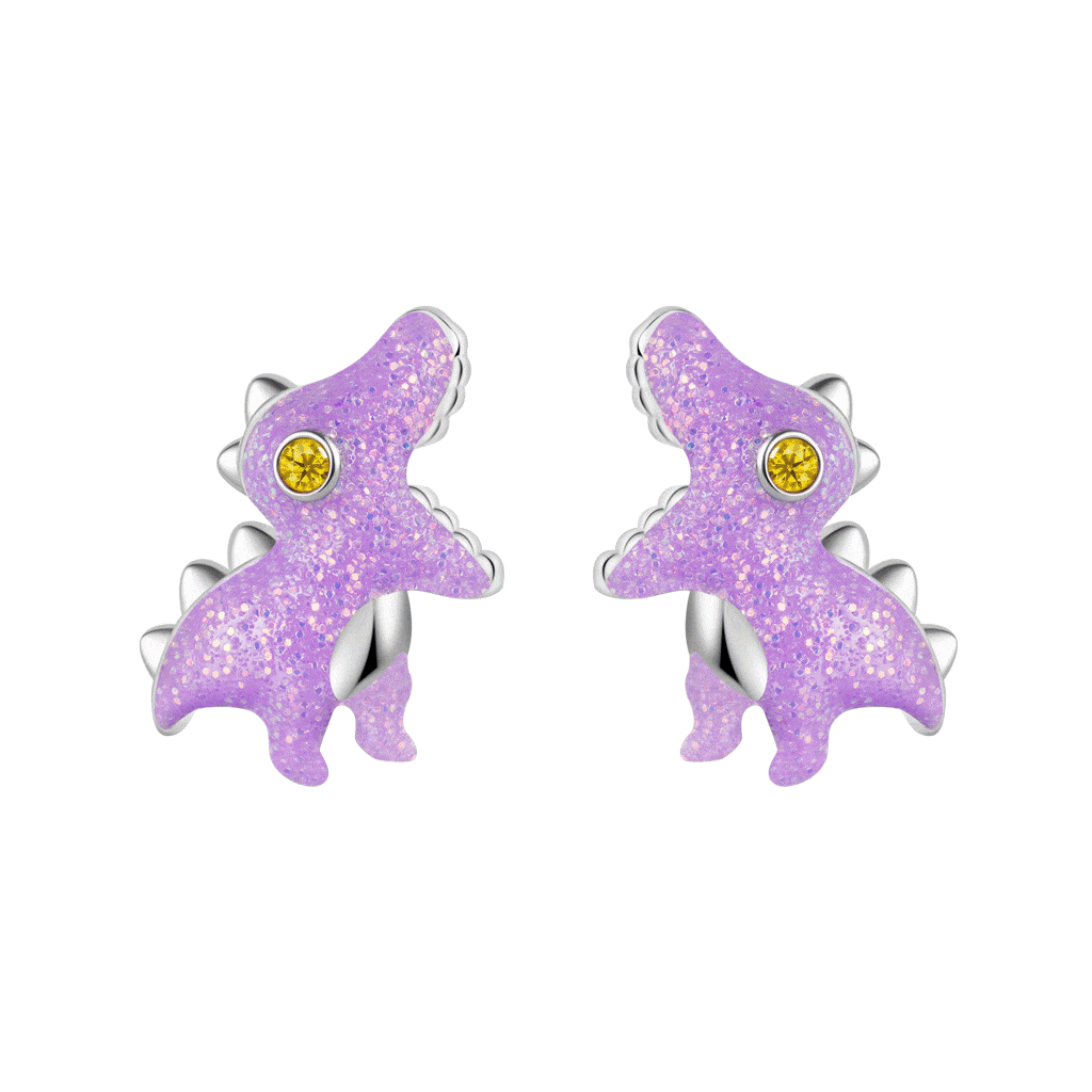 Purple Tyrannosaurus Dinosaur Stud Earrings image number 0