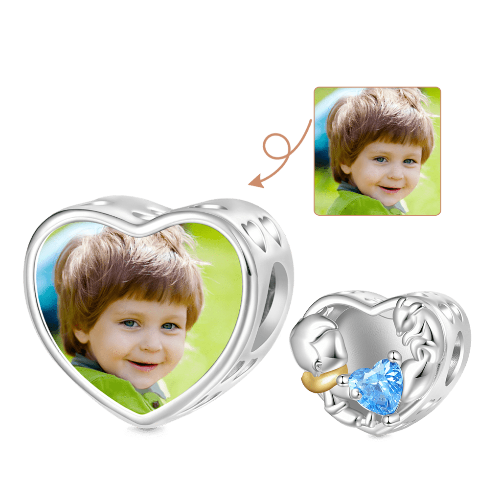 Little Boy and Fox Love Photo Charm image number 0