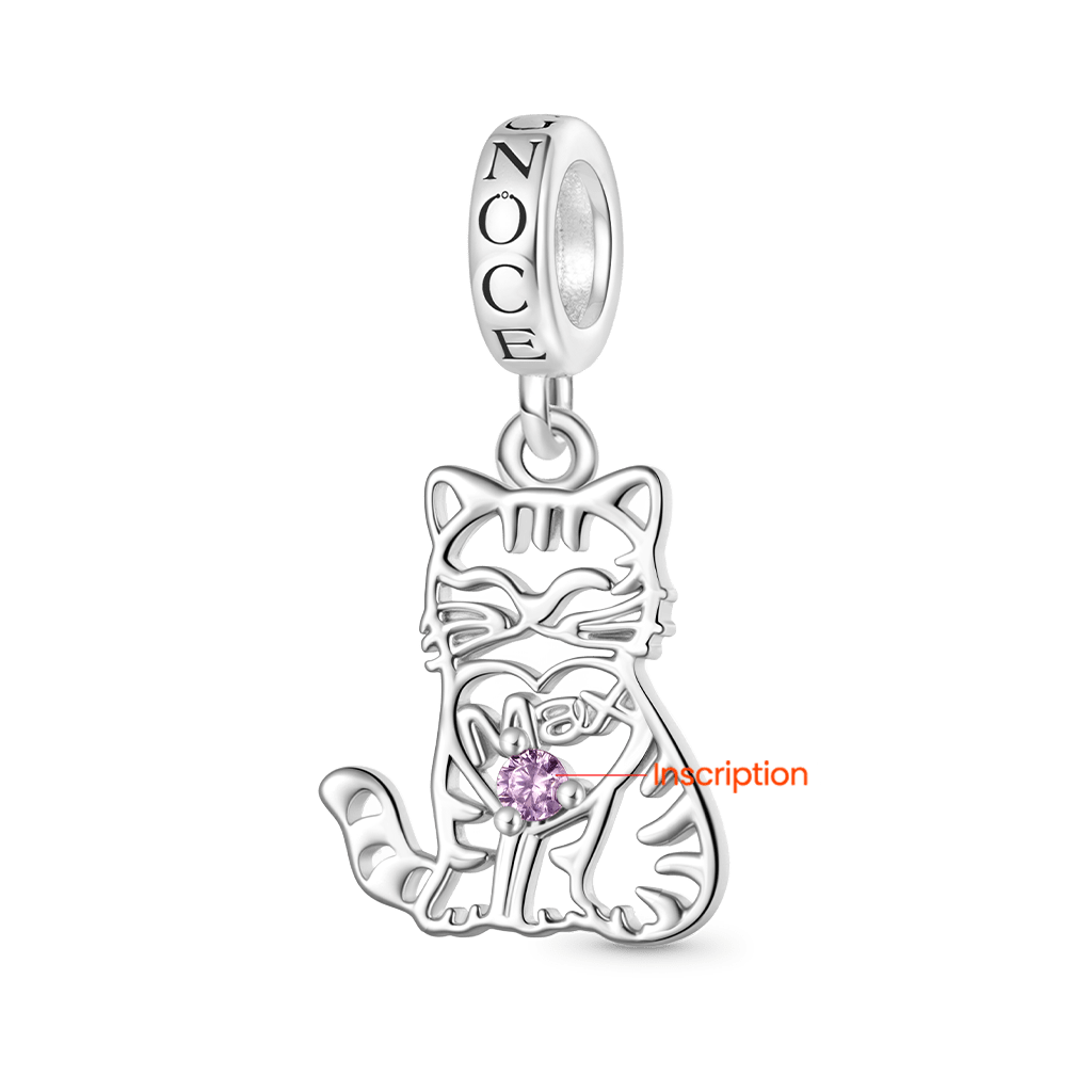Hollow Engravable Cat Pendant image number 1