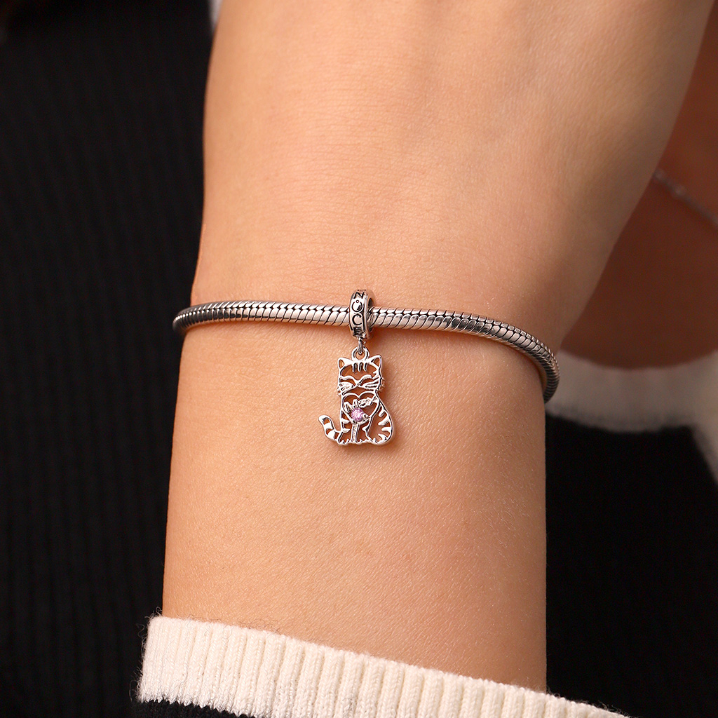 Hollow Engravable Cat Pendant image number 7