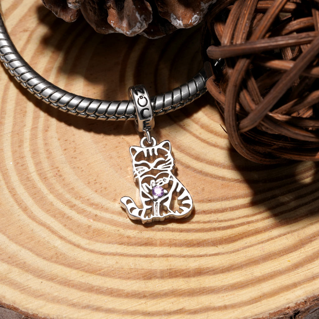 Hollow Engravable Cat Pendant image number 4