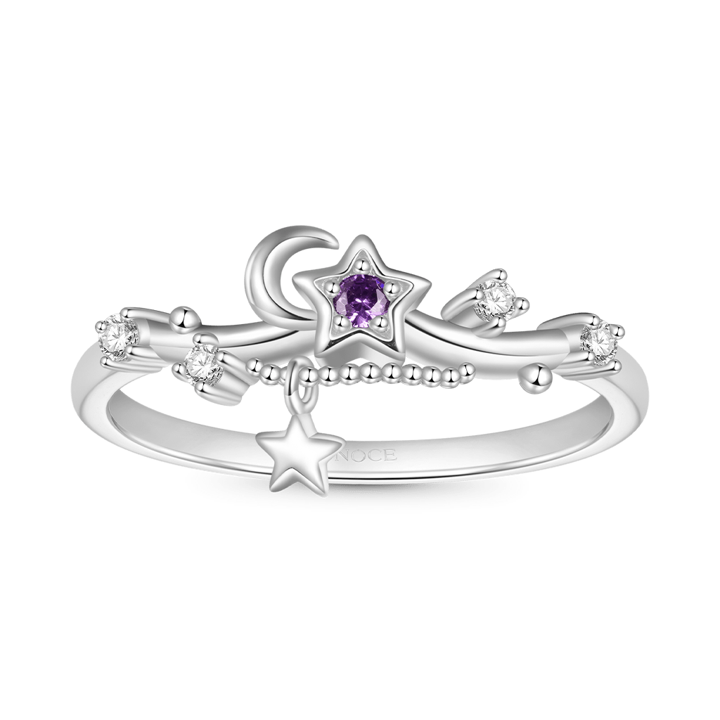 Starry Blue Sparkling Moon Ring image number 0