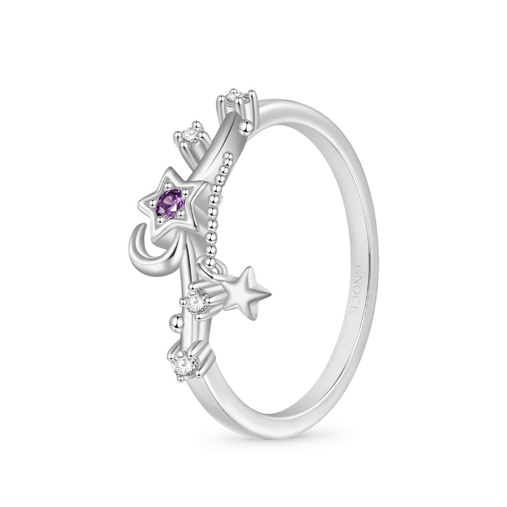 Starry Blue Sparkling Moon Ring image number 1