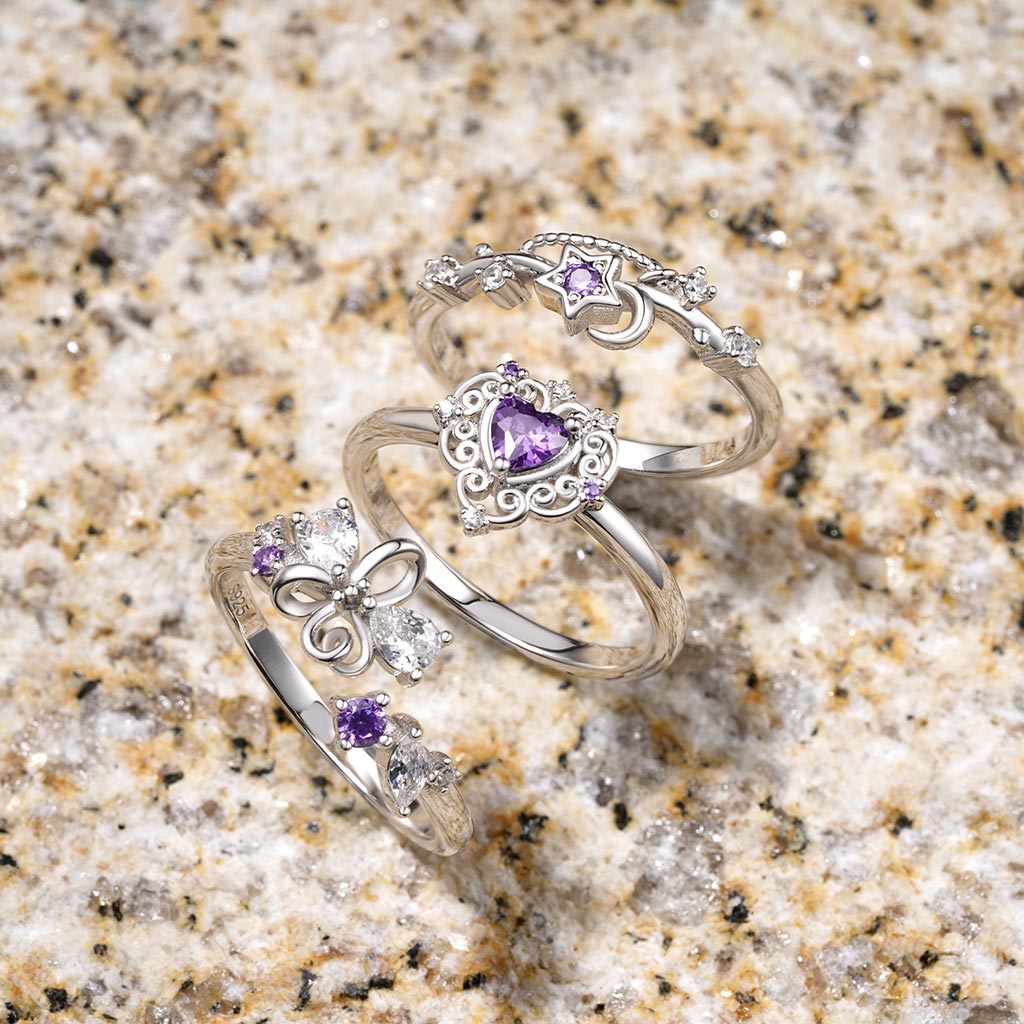 Starry Blue Sparkling Moon Ring image number 2