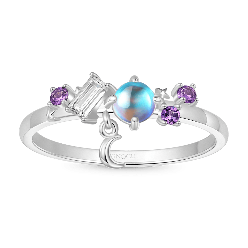 Moonstone Star Moon Ring image number 0