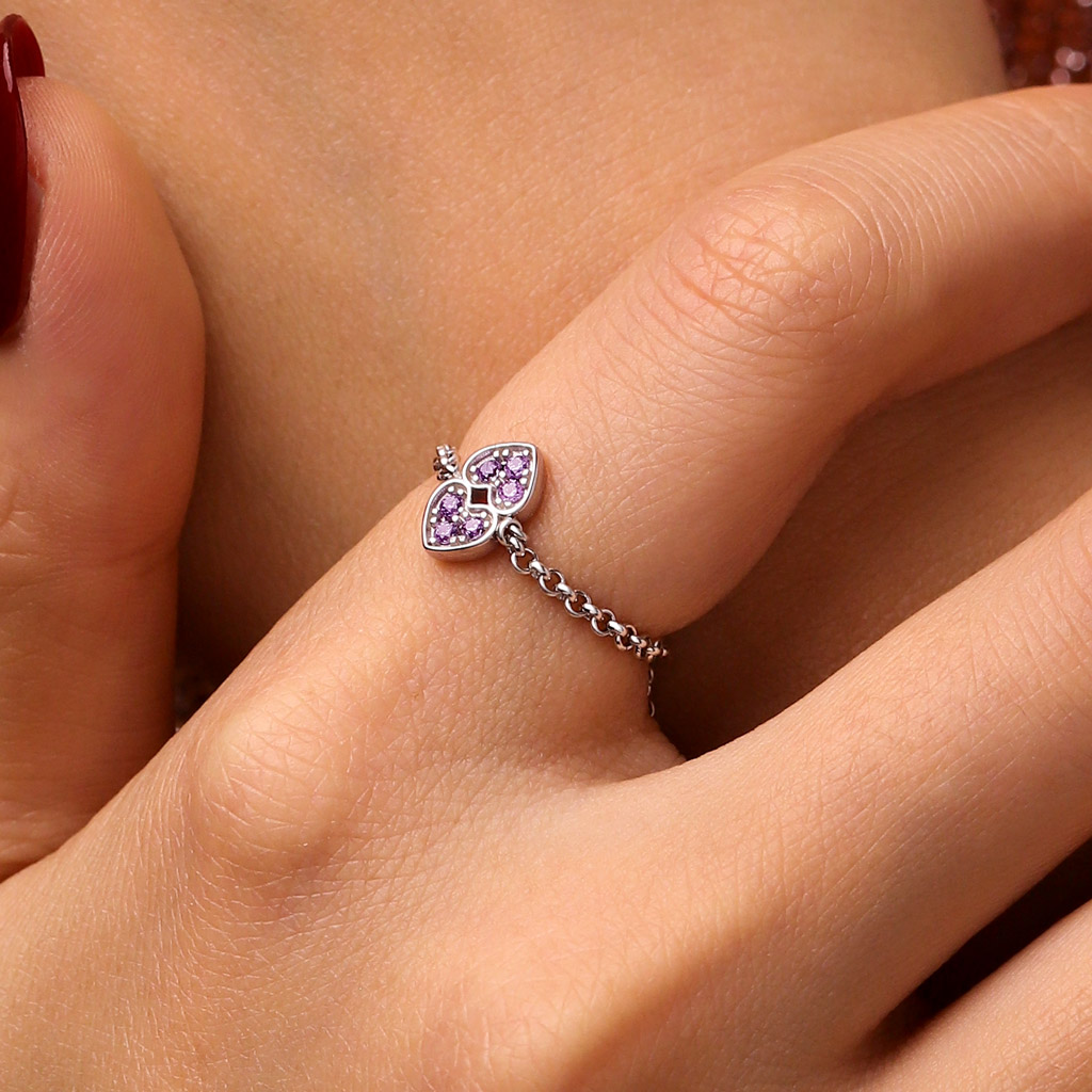 Adjustable Chain Initial Love Ring image number 5