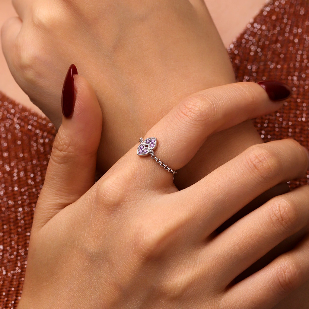 Adjustable Chain Initial Love Ring image number 4