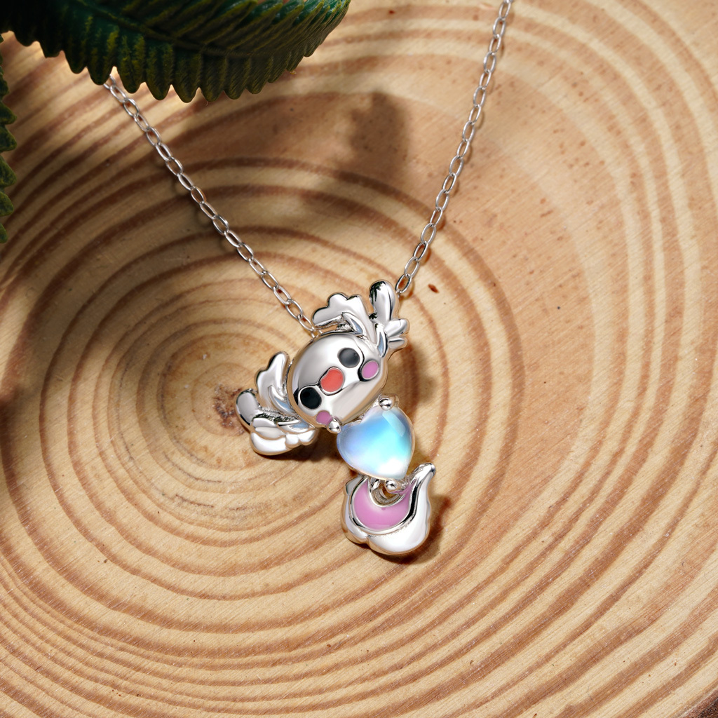 Mexican Axolotl Moonstone Necklace image number 3