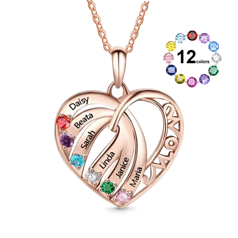 Family Name 'MOM' Heart Necklace image number 0