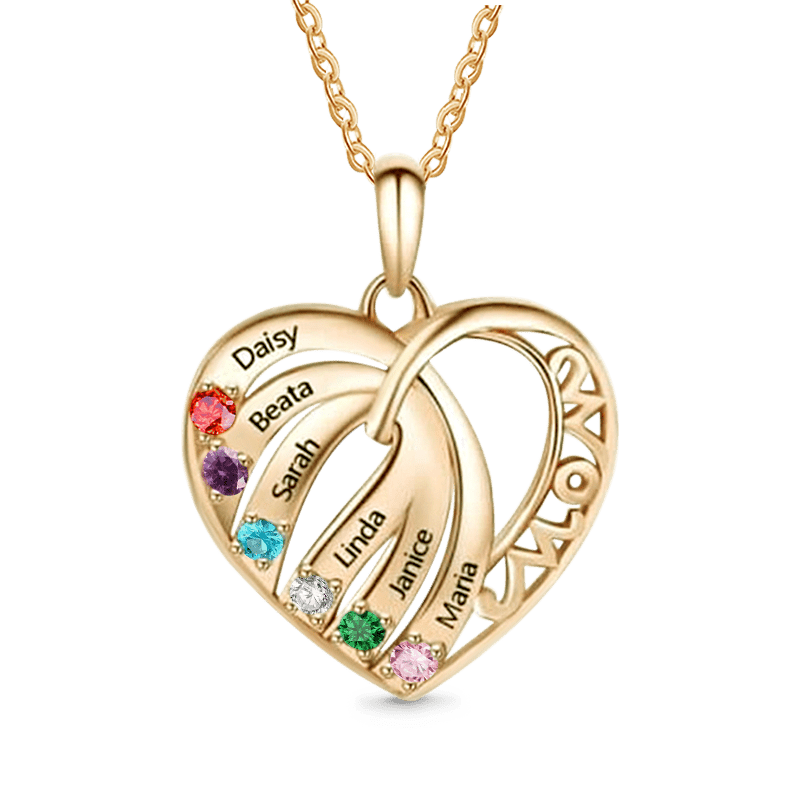 Family Name 'MOM' Heart Necklace image number 2