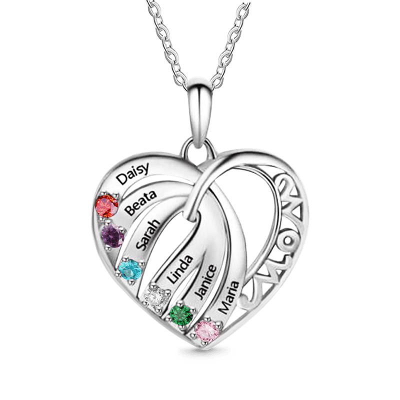 Family Name 'MOM' Heart Necklace image number 3