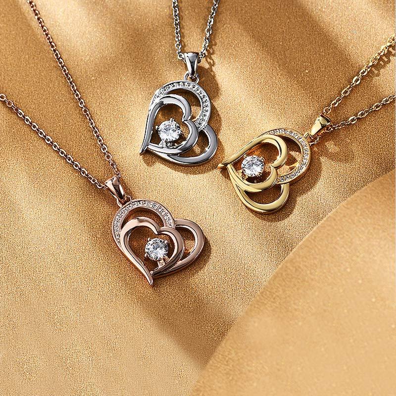 Double Love Heart Necklace image number 3