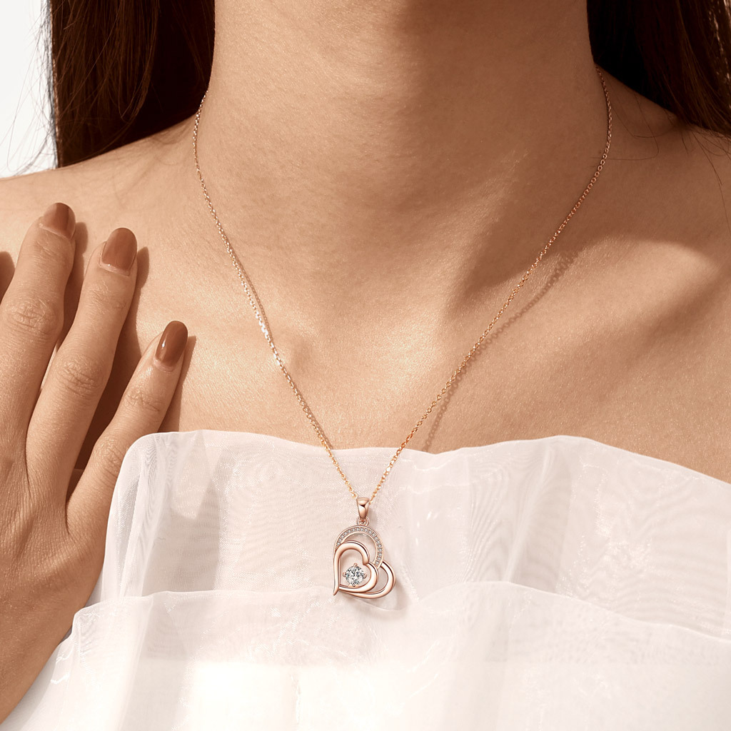 Double Love Heart Necklace image number 5