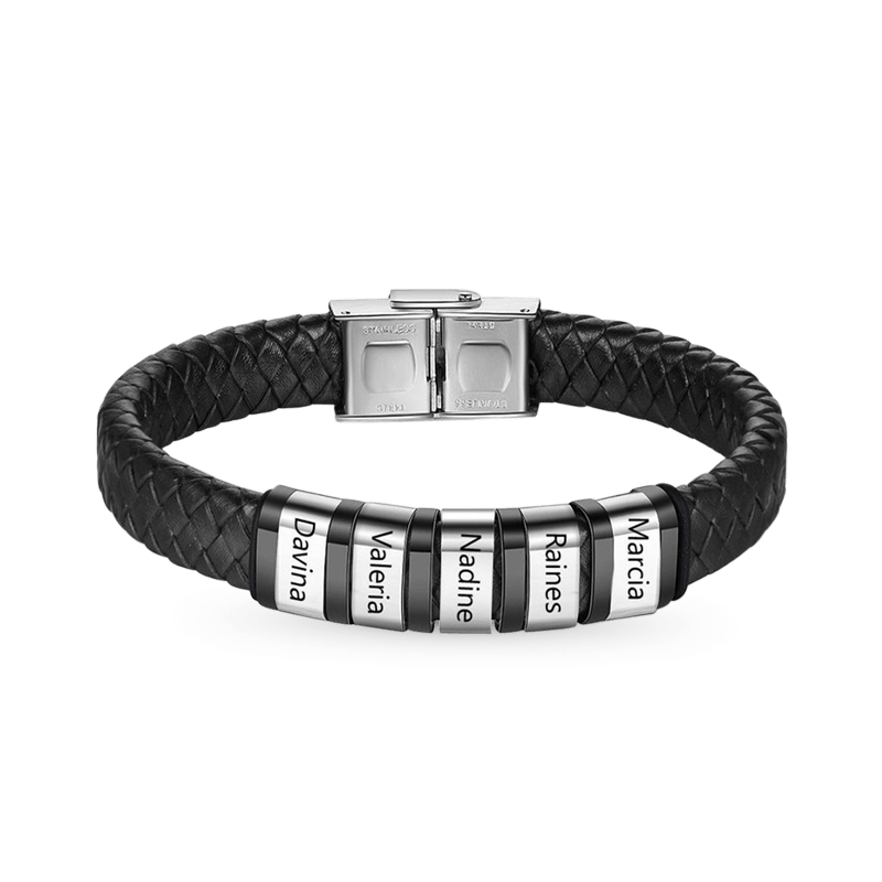 Mens Braided Leather Bracelet image number 0