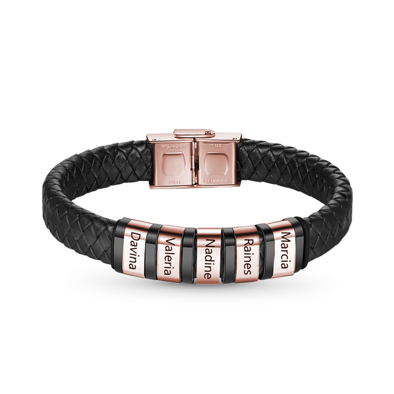 Mens Braided Leather Bracelet image number 2