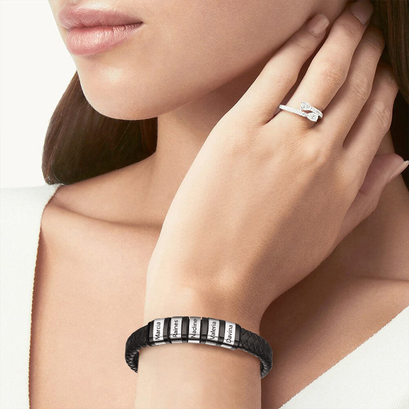 Mens Braided Leather Bracelet image number 5