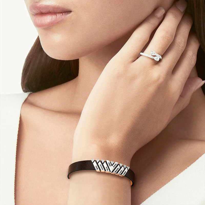 Black Punk DIY Leather Bracelet image number 5