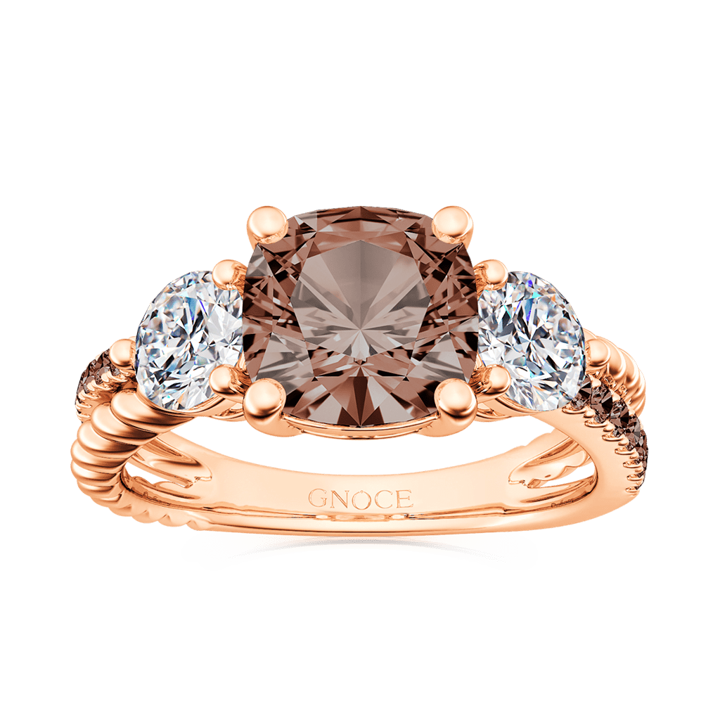 Brown Split Shank Three-stone Ring image number 0